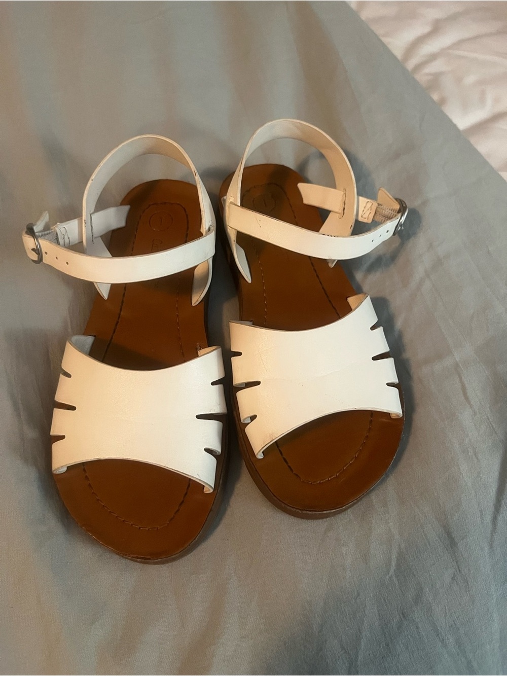 Cat & Jack White Girls Open-Toe Ankle Strap Sandals